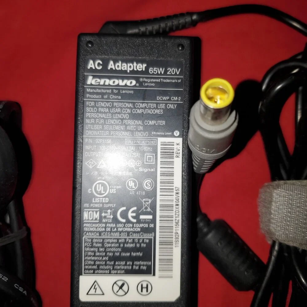 USED OEM LENOVO AC ADAPTER 65W 20 V LAPTOP CHARGER DCWP CM-2 92P1156